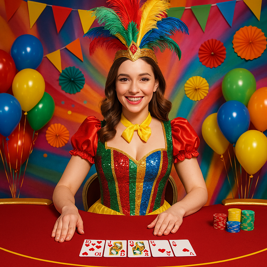 Dealer profissional em uma mesa de Blackjack ao vivo